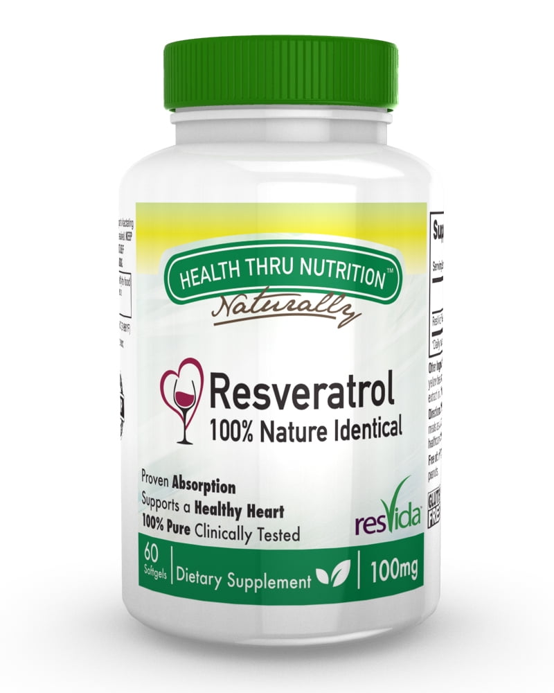 Resveratrol 100mg (60 Softgels) ResVida Clinically Studied Walmart