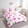 thumbnail image 3 of Manfei Girly Pink Cartoon Twin Bedding Sets 7-Piece, Kawaii Love Heart Bedding Comforter Set, Teens Boys Girls Kids Reversible Sheet Sets, Super Cozy Room Decor, 3 of 7