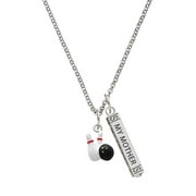 Delight Jewelry Silvertone Bowling Pins with Bowling Ball Silvertone Always My Mother Bar Charm Necklace, 23"