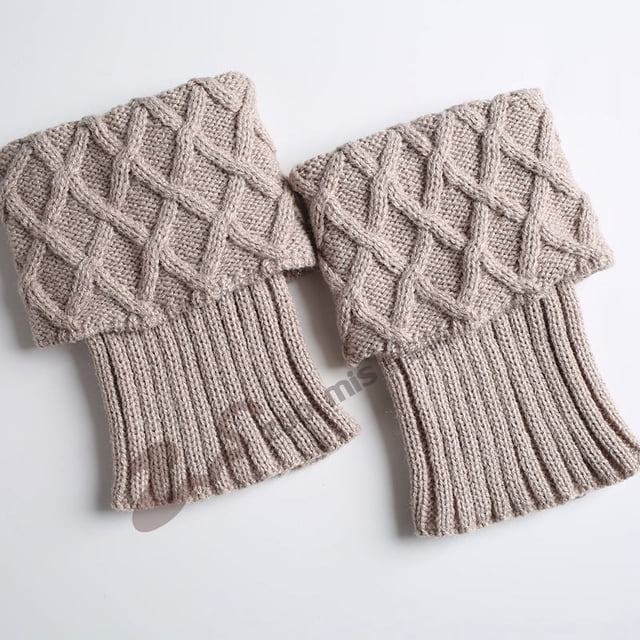 Calcetines cálidos para mujer Botas de lana tejidas para mujer Leggings cortos con rejilla de rombos