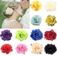 thumbnail image 4 of Women Bride For Prom Parties Flowers Brooch Bride Rose Hairpin Rose Headdress PURPLE, 4 of 8