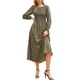 thumbnail image 2 of Vestido largo smock floral Inspire Chic para mujer, con mangas largas abullonadas, estilo A-line, vestido maxi bohemio de verano XL marrón, 2 of 6