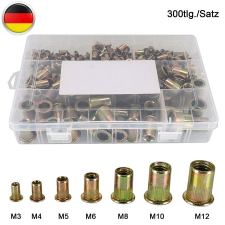 

BSTHOE 300pcs colour coated zinc plated steel vertical rivet nuts with flat head M3/M4/