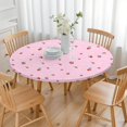 thumbnail image 3 of Red Strawberry Plants Flower Pink Pattern Round Fitted Tablecloth with Elastic Edge,Dining Table Cover Waterproof,Outdoor Round Tablecloth for Camping,Dining,Indoor and Outdoor, 3 of 7