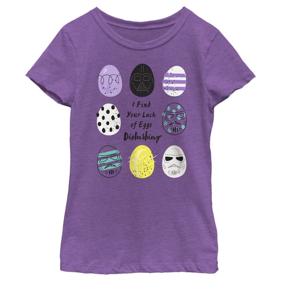 Girl's Star Wars Easter Darth Vader I Find your Lack of Eggs Disturbing Graphic Tee Purple Berry Small