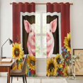 thumbnail image 3 of Pigs Sunflowers Kitchen Curtains Window Panels, Farmhouse Red Barn Flowers Animals Insulated Window Treatment Curtain, Grommet Curtains for Bedroom/Living Room/Bathroom, 2 Piece 42"Wx84"L, 3 of 8