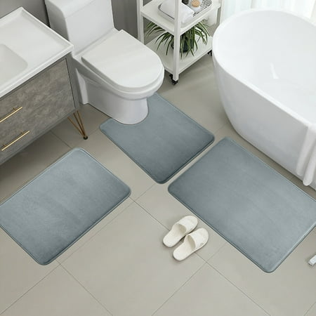 3-Piece Flannel Bathroom Mat Set with Non-Slip Backing Absorbent Sponge Floor Mats for Bath and Shower 3-Piece Flannel Bathroom Mat Set with Non-Slip Backing Absorbent Sponge Floor Mats for Bath and Shower