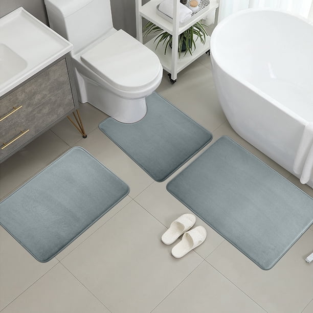 Xihbxyly Juego de Alfombrillas de Baño de Franela, Tela Suave y Agradable para La Piel, Esponja Gruesa Absorbente, Diseño Antideslizante, Absorción de Agua, Decoración de Baño para El Hogar, Ideal pa