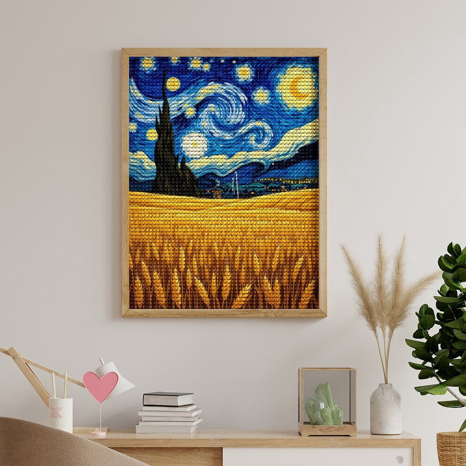 Diamond Art Kits for Adults, Starry Night Wheat Field Painting 5D Diamond Painting Kits for Adults Beginners, DIY Full Drill Diamond Painting, Gem Art and Crafts 12x16