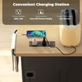 thumbnail image 3 of Farmhouse Kitchen Island Cart with Power Outlets | Black 49” Rolling Storage Cart with Drawers & Adjustable Shelves for Kitchen & Dining Room, 3 of 7