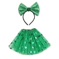 thumbnail image 2 of Falda de tul para el Día de San Patricio, diadema, tocado, cosplay, conjunto de diadema de tutú para mujer Verde con trébol, 2 of 9