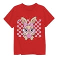 thumbnail image 1 of XDZJLR T-Shirt pour Filles Tout-Petits Imprimé Lapin de Pâques Col Rond Manches Courtes Mode Décontractée Rouge 12-13 Ans, 1 of 3