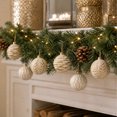 thumbnail image 2 of Vintage Christmas Ball Ornaments Set of 12, 8 cm Painted Embossed Baubles, Shaped Xmas Hanging Decorations for Tree and Wreath - White and Sage, 2 of 6