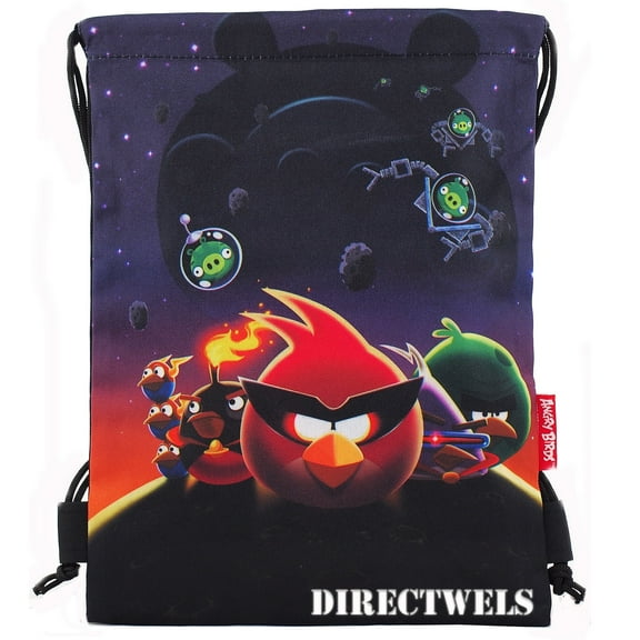 Angry Birds Black Drawstring Bag