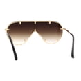 thumbnail image 2 of Metal Stud Brow Line Flat Top Rimless Shield Racer Sunglasses Gold Brown, 2 of 4
