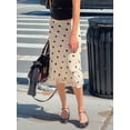 thumbnail image 6 of Women'S Summer Polka Dot Mesh Midi Skirt Casual High Waist Ruched Boho Skirts Cream White M, 6 of 9