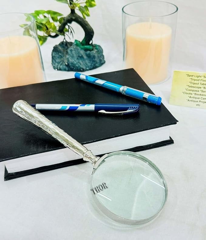 Magnifying Glass, Magnifier, Hand Lens, Eyeglass, Large Silver Plated Magnifying Glass, Desk, Office Study, Man Cave, Vintage Gift, Decor