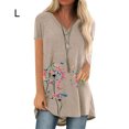 thumbnail image 1 of Camiseta Con Cuello En V Blusa De Manga Corta Suelta Mujer Top De Verano Estampado, Albaricoque, L Scienceny AP002392-13, 1 of 5