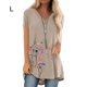 thumbnail image 1 of Camiseta Con Cuello En V Blusa De Manga Corta Suelta Mujer Top De Verano Estampado, Albaricoque, L kenally AP002392-13, 1 of 5