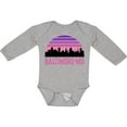 thumbnail image 3 of Inktastic Baltimore Maryland Gifts Retro Sunset Skyline Girls Long Sleeve Baby Bodysuit, 3 of 5