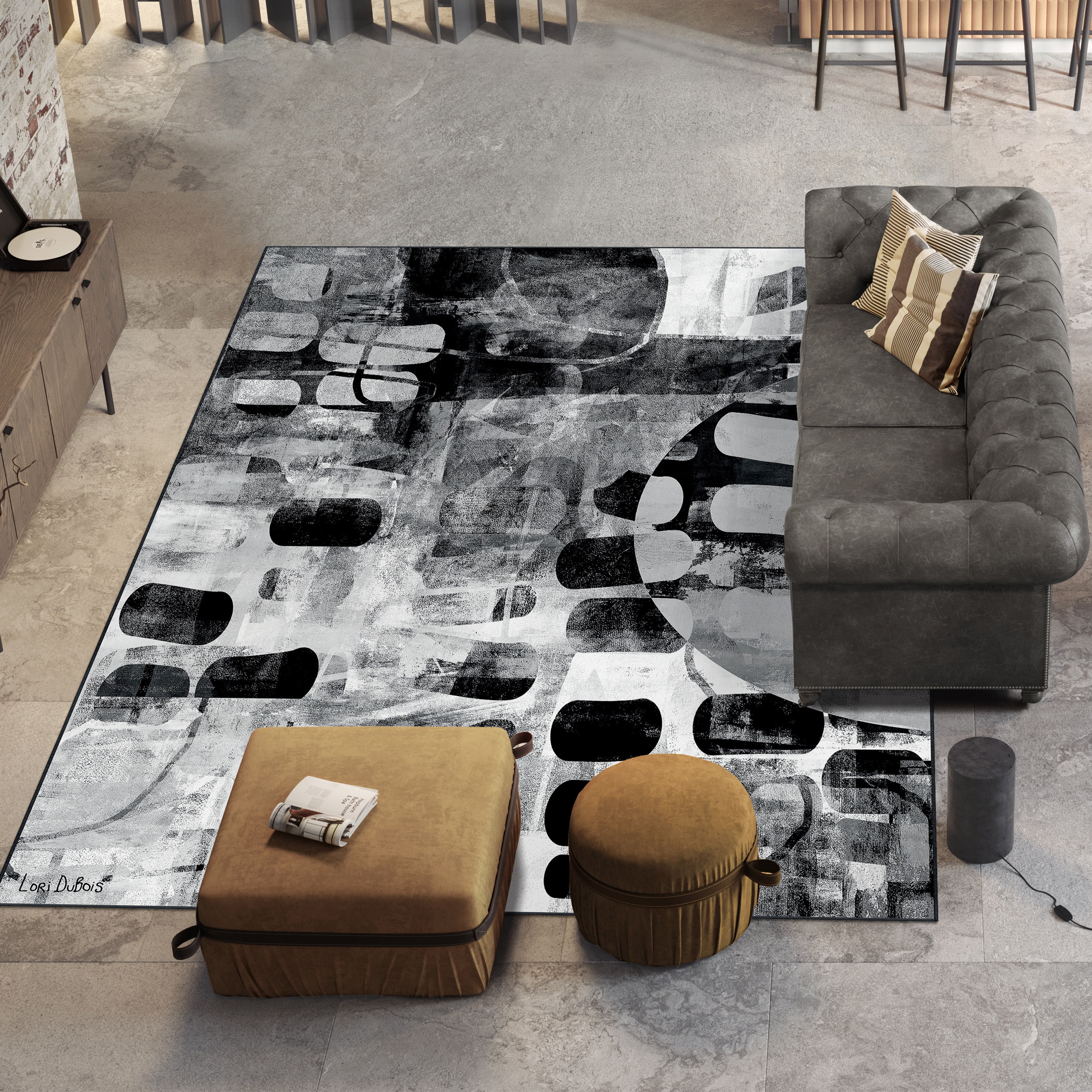 New Territory II Washable Geometric Art Area Rug size 8'x10', Power-loomed, Heavenly Softness with Non-Slipping Backing