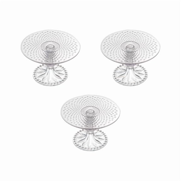 Grupo Mirandinha 3 Mini Cake Cupcake Stands - Faceted Transparent & Durable