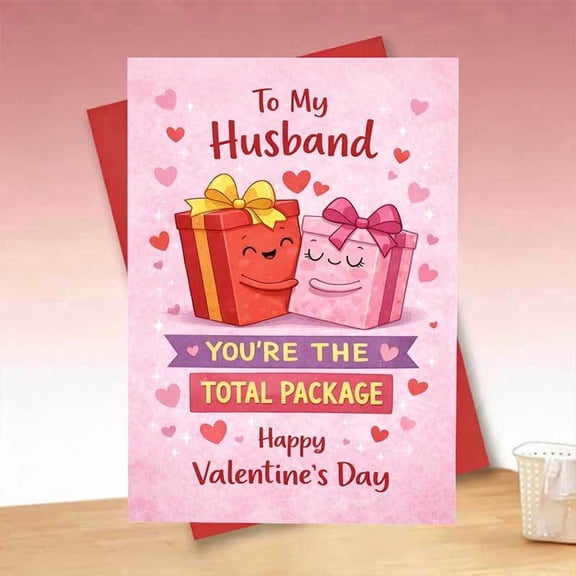 Valentine's Day Card for Husband – “You're the Total Package” Gift – Cute Gift with Envelope – Perfect for Romantic Love and Appreciation