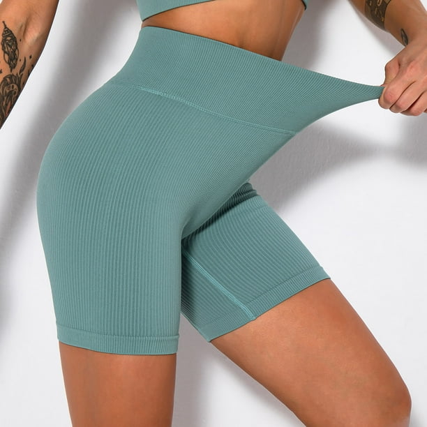 Pantalones de yoga europeos y americanos para mujer, pantalones de fitness ajustados de cintura alta y color sólido con rosca para verano