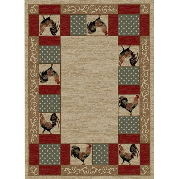 Mayberry Rug AD6732 2X8 2 x 8 ft. American Destination Barnyard Rectangle Area Rug, Ivory