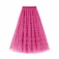thumbnail image 2 of Womens Layered Mesh Skirt Elastic Waist Ruffle Tiered Tulles Midi Skirts XL, 2 of 4