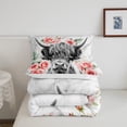 thumbnail image 4 of Highland Cow Flower Comforter Set Twin Size Bull Cattle Bedding Set Western Funny Animal Bedding Set Wildlife Farmhouse Cow Quilt Set Rose Grey Marble Comforter Set, 4 of 7