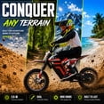 thumbnail image 3 of IVFJFV 500W Electric Dirt Bike for Kids,Up to 17.4MPH & 23.6 Miles,Two Speed Modes, Front & Rear Suspension,Mechanical Disc Brakes, 165 LBS,Beginner-Friendly Handle, All-Terrain,RED, 3 of 9