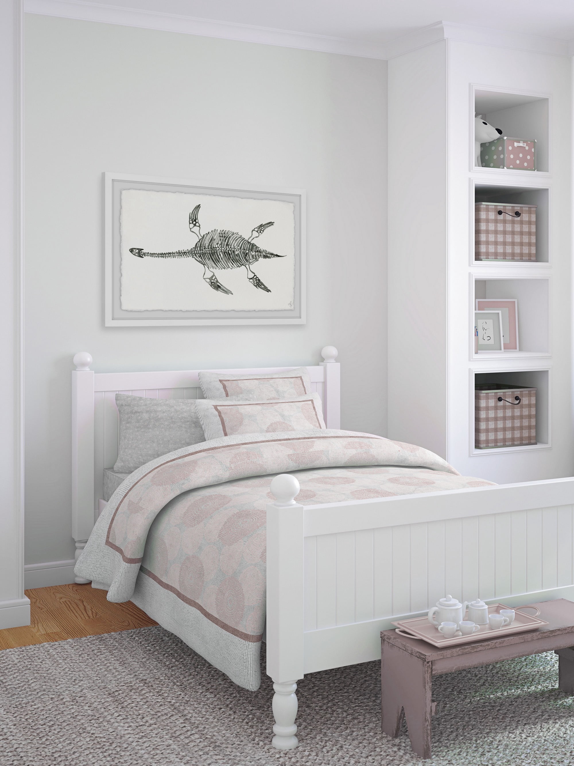 Marmont Hill Elasmosaurus Skeleton Framed Wall Art, 30.00" x 1.50"