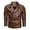 Coffee, variant on Men's Long Sleeve V-Neck Faux Leather Notch Lapel Short Jacket Solid Color Casual Autumn And Winter Baseball Uniform Leather Jacket Leather Jacket