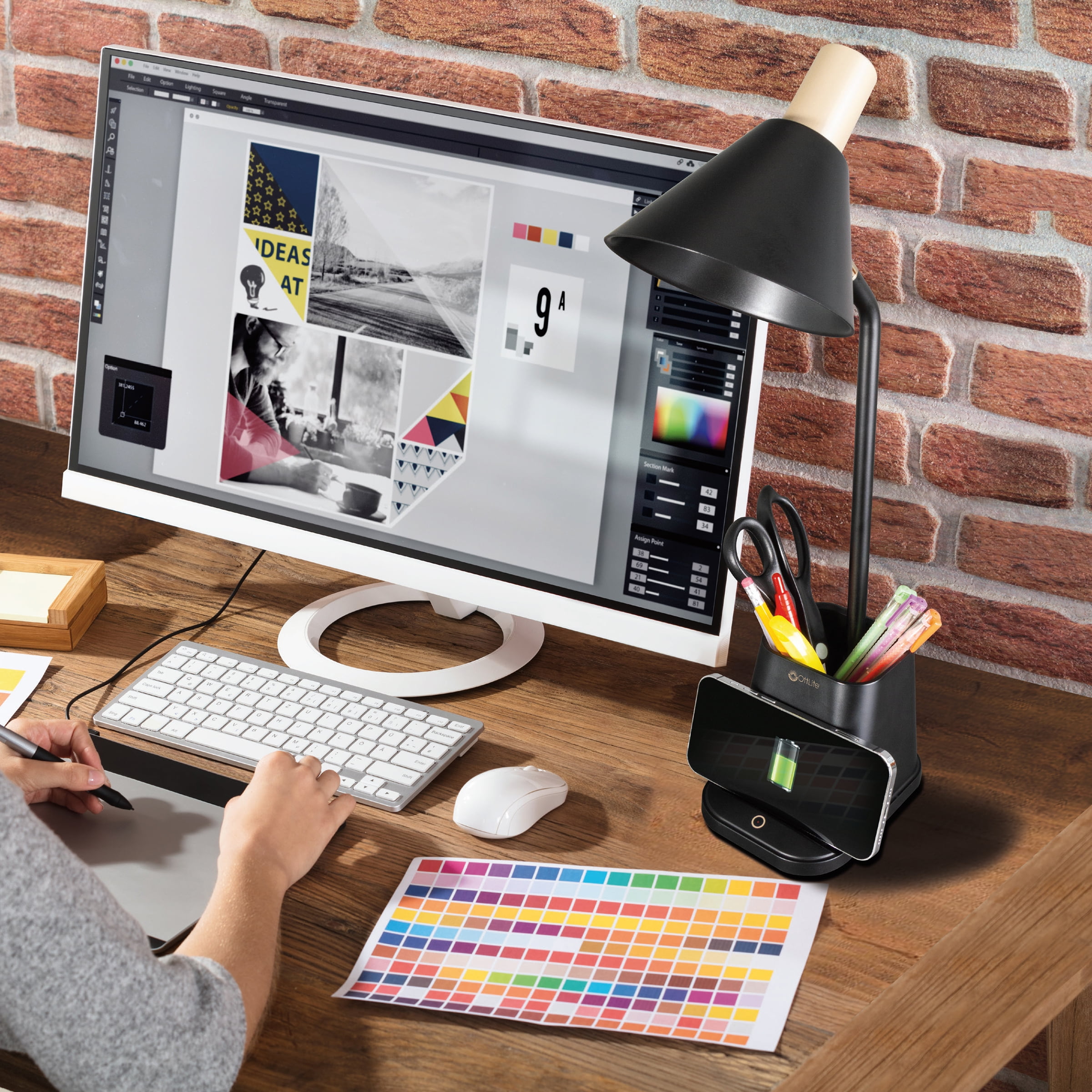 OttLite Merge LED Desk Lamp with USB and Wireless Charging