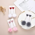 thumbnail image 5 of Heart Pom Pom Earrings for Women Colorful Faux Fur Fluffy Pom Earrings Long Chain Soft Pom Ball Tassel Dangle Drop Earrings Fluffy Love Heart Stud Earrings Party Jewelry Gift, 5 of 9