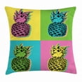 thumbnail image 1 of Pineapple Throw Pillow Cushion Cover, Colorful Summer Pop Art Design with Retro Fruit Illustration in Vibrant Colors, Decorative Square Accent Pillow Case, 18" X 18", Multicolor, by Ambesonne, 1 of 2
