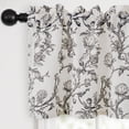 thumbnail image 4 of Hiasan Thick Textured Linen Floral Valance for Kitchen Living Room Bedroom Window, Rod Pocket French Farmhouse Light Filtering Valance Curtain, Black on Protea Line, 52 x 14 Inches, 1 Panel, 4 of 8