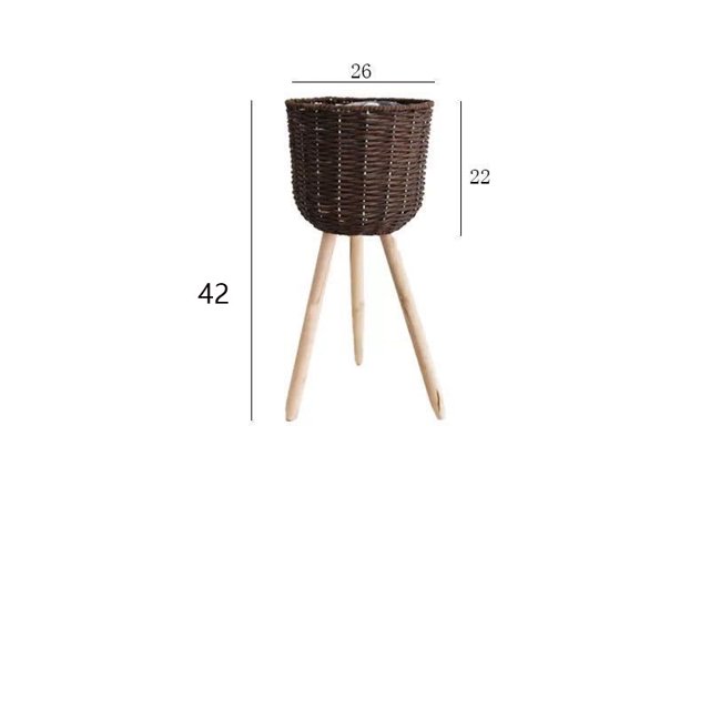 Maceta de suelo para flores, cesta de madera de ratán, de madera, sencilla, tejida, para sala de estar, balcón