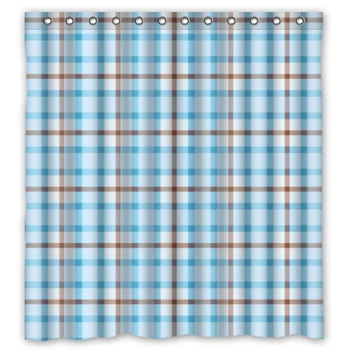 ARTJIA Fashion Blue/Light Blue/Grey Plaid Shower Curtain Waterproof