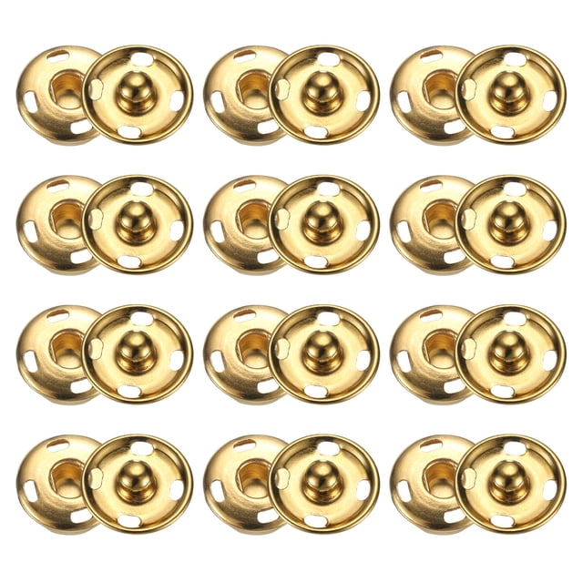 Uxcell 50 Conjuntos de Botones a Presión de 15 mm, Botones de Cierre Metálico, Dorado