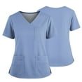 thumbnail image 2 of Women's Scrub Tops - Oversized Fit with Mandarin Collar, Breathable & Durable for Long Nursing Shifts | Scrub Tops Women, Scrub Tops Sky Blue S, 2 of 6