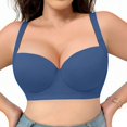thumbnail image 6 of Xdegoge 2 Pack Full Coverage Bras for Women Plus Size Push Up Seamless Underwire Spaghetti Adjustable Strap Bra Padded with Support Comfortable Plunge Brassiere, 6 of 8