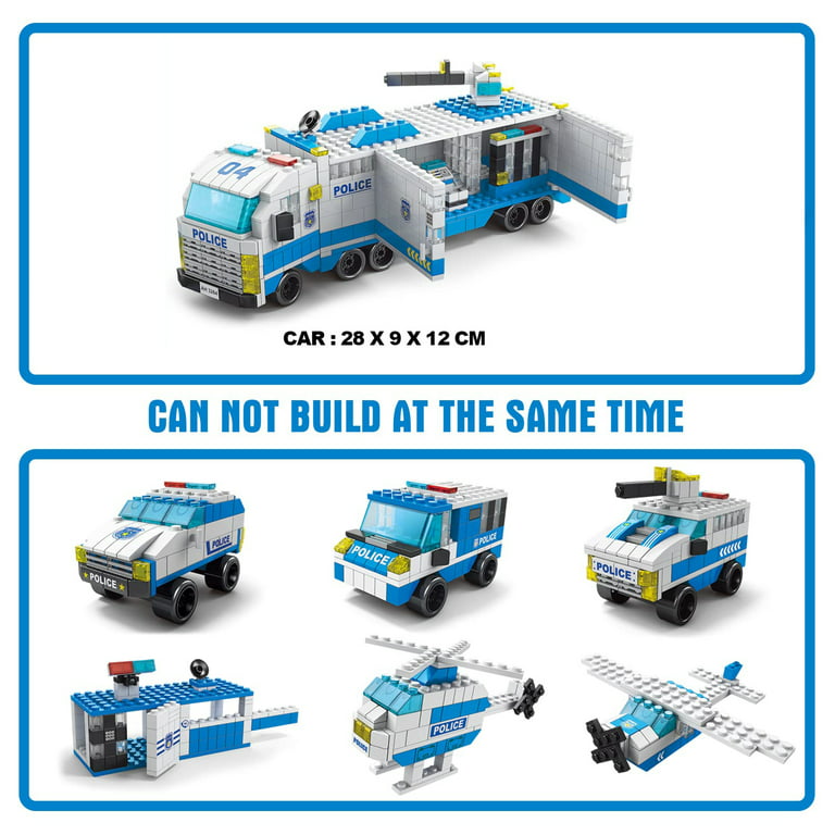 City Police Station Building Kit, 1000 PCS 6 in 1 Mobile Command