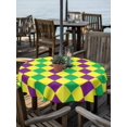 thumbnail image 2 of Outdoor Tablecloth with Umbrella Hole for Patio/Picnic/Party/Camping, Green Purple Plaid Waterproof Table Cloth Round Cover Washable, Modern Geometric Minimalist Checkered (Dia 60"), 2 of 8