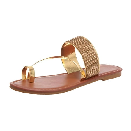 

YanHoo Vintage Flat Sandals Womens Summer Beach Clip Toe Ring Sandal Casual One Band Slip On Shoes