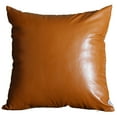 thumbnail image 2 of Bohemian Handmade Decorative Single Throw Pillow Vegan Faux Leather Solid 17" x 17" Brown Square for Couch, Bedding, 2 of 4