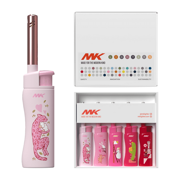 MK Candle Lighter, Butane Refillable Wind-Resistant Flame, 4-Pack for BBQ, Camping, Outdoor Use (Polar Love-5PC)