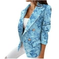 thumbnail image 4 of Dezsed Women's Blazer Suit Clearance Women Business Attire Plaid Printed Long Sleeve Button Slimming Cardigan Coat Top Blue M, 4 of 6