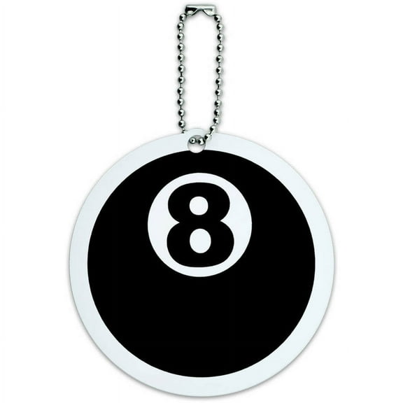 Eight Ball Pool Billiards Round Luggage ID Tag Card for Suitcase or Carry-On
